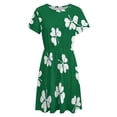 thumbnail image 4 of Clover Leaf Hand Drawn Doodle Short Sleeve Dress Women Summer Evening Dresses Ladies Sundress, 4 of 7