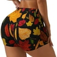 thumbnail image 2 of Kdxio Autumn Maple Leaves A Print Workout Shorts for Women Seamless Soft Smooth Gym Yoga Scrunch Active Shorts, 2 of 5