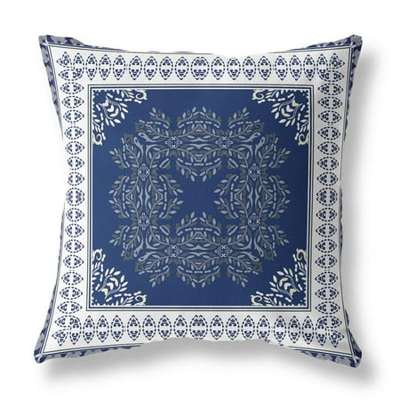 

Window Wreath Palace Broadcloth Fabric Blown and Closed Pillow - Indigo White