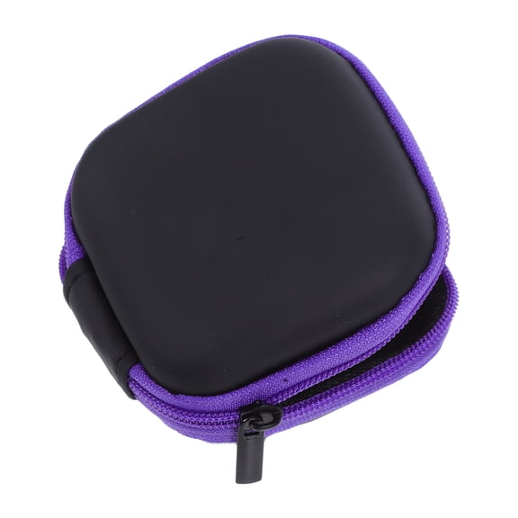 LULULION Earphone Case in Purple Eva Material with Soft Lining and Mesh Pocket for Convenient Storage
