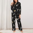 thumbnail image 2 of Pajama Sets for Women 2 Pcs, Playing Music Skeletons Button Down Long Sleeve Sleepwear Lounge PJ Sets, 2 of 6