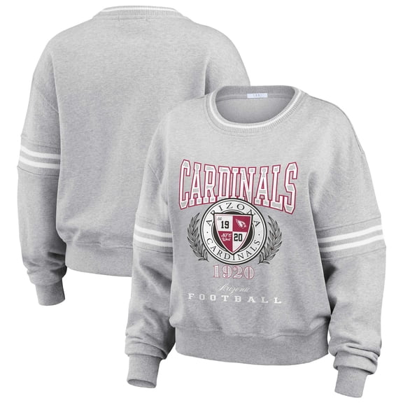 Women's WEAR by Erin Andrews Heather Gray Arizona Cardinals Cropped Pullover Sweatshirt