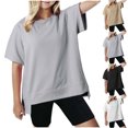 thumbnail image 2 of Qingpeng Girls Oversized T Shirts Loose Fit Crewneck Short Sleeve Tops Summer Casual Basic Blouse, 2 of 6