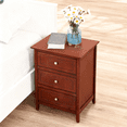 thumbnail image 4 of JERFIT Transitional Cherry Nightstand with 3 Drawers, Bedside Table with Wood Grain Finish for Bedroom, 4 of 6