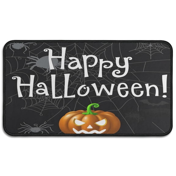 Happy Halloween Pumpkin Front Door Mat Anti Slip Pumpkin Skull Bat Spider Welcome Mat Funny the Indoor Door Mat/Outdoor Crystal Velvet 30x17 Inches