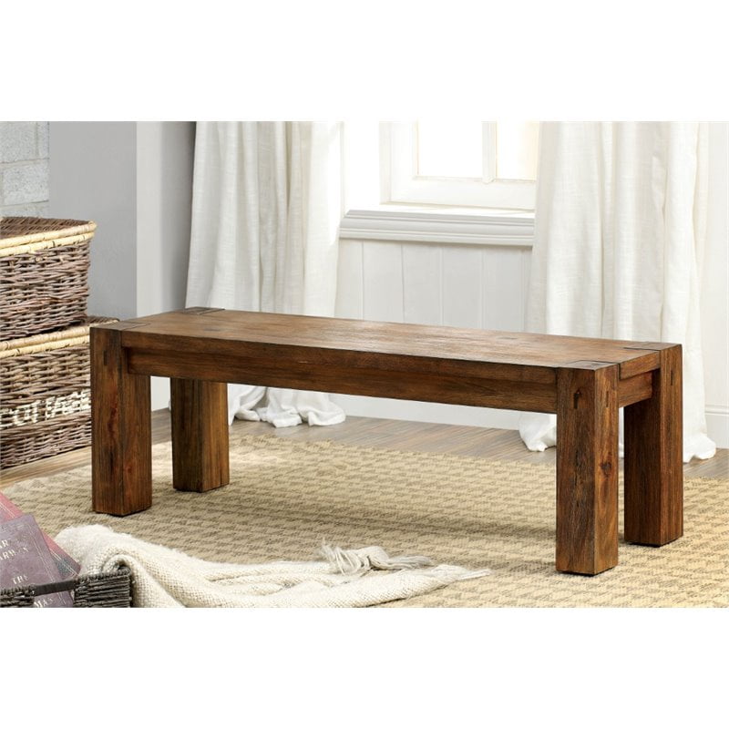 Furniture of America Rowlie Rustic Wood Dining Bench in Dark Oak - Walmart.com - Walmart.com