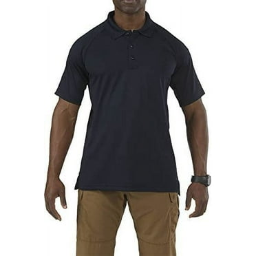 5.11 Work Gear Shirts for Men, Polo Short-Sleeve Mens Shirt, 100% Polyester, Dark Navy, Large, Style 71049