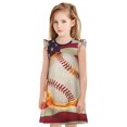 thumbnail image 1 of Balery Baseball Ball With Flag Camisón de princesa para niñas, pijama de algodón con mangas abullonadas, suave y bonito.-XX-Large, 1 of 6