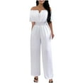 thumbnail image 1 of Birdeem Womens One Line Neck Waist Loose Straight Jumpsuit Versatile Pants, 1 of 5