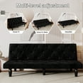 thumbnail image 2 of Convertible Sofa Bed with Adjustable Backrest, Velvet Upholstery, Black, 66 Inch Length, 50 lbs Weight, 2-Seater, Tufted Design for Living Room Bedroom Apartment Office, 2 of 6