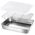 thumbnail image 1 of Shisuyan Stainless Steel Baking Tray with Wire Rack for Oven Cooking Easy to Clean and Bake Silver, 1 of 8