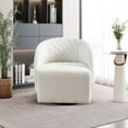 thumbnail image 2 of Aukfa Upholstered Accent Chair, Swivel Barrel Chair for Bedroom Living Room, Teddy - White, 2 of 8