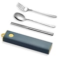 thumbnail image 2 of Neinkie Portable Travel Utensils Set with Case Reusable Cutlery Set Stainless Steel Chopsticks Spoon and Fork with Case for Lunch Box Travel and Camping, 2 of 6