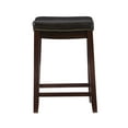 thumbnail image 2 of Linon Claridge 26.5" Backless Indoor Wood Counter Stool, Dark Brown/Brown Faux Leather, 1 Stool, 2 of 14