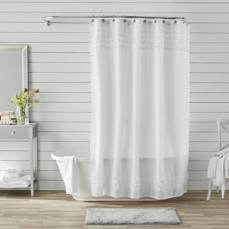 Better Homes Gardens Banded Ruffles White Polyester Cotton