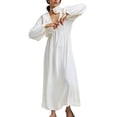 thumbnail image 1 of xiaxaixu Femmes Robe Longue Couleur Unie V-Cou Robe à Manches Longues Printemps Automne Tie-Up Dos Nu Soirée Robe de Soirée de Fête, 1 of 7