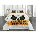 thumbnail image 3 of Ambesonne Fitness Quilted Bedspread Set 3 Pcs, Aged Kettlebell Athlete, Queen Size, Orange Black White, 3 of 5