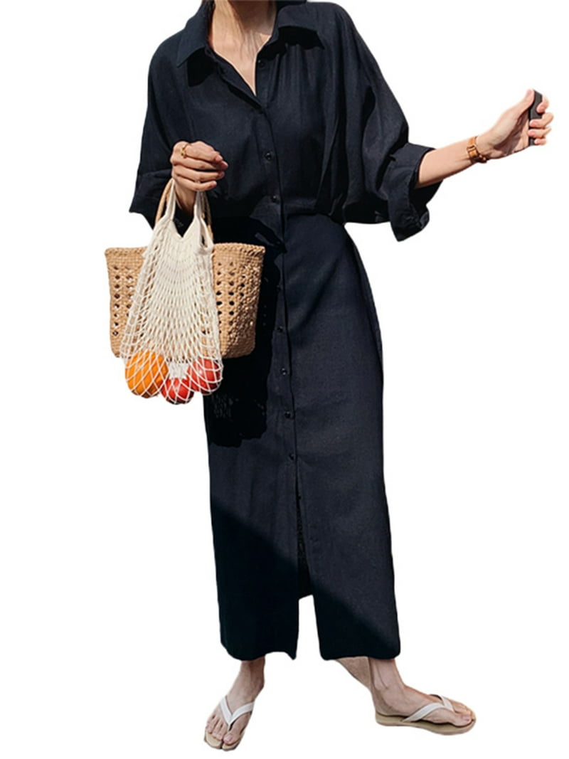 zanzea elegant women dress ZANZEA Women Long Sleeve V-Neck Office OL Long Wrap Dress Elegant Black  Dresses