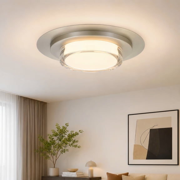 TICOZE 16 Inch Chrome Integrated LED Flush Mount for Bedrooms, Living Rooms, Kitchens, Hallways, 1300 Lumens 25W, 3CCT Selectable 3000K,4000K,5000K, Dimmable