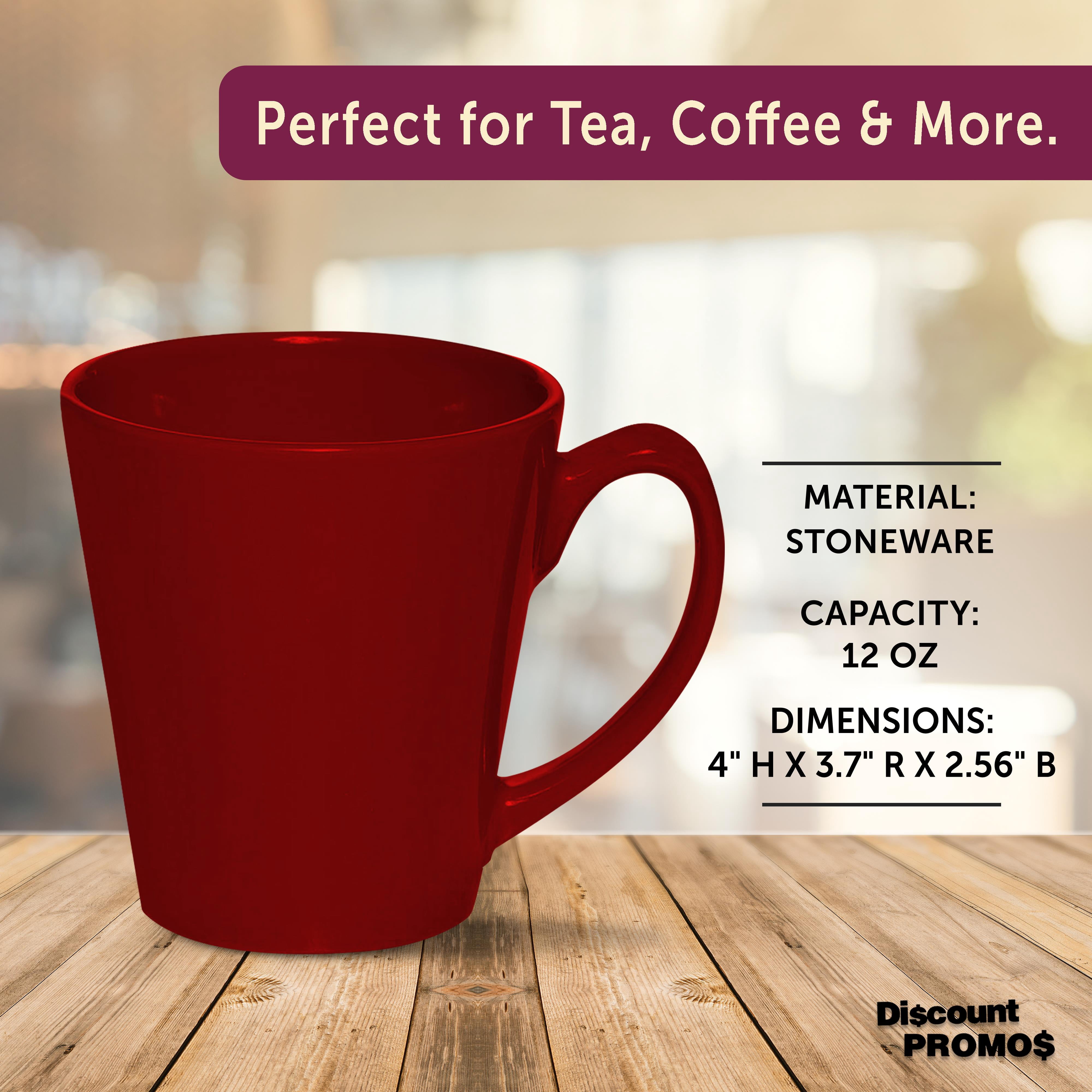 Glossy Ceramic Latte Coffee Mug 12 oz. Set of 10, Bulk Pack - Perfect for Tea, Espresso, Cappuccino, Hot Cocoa - Maroon