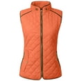 thumbnail image 1 of NE PEOPLE Women’s Quilted Vest – Lightweight Sleeveless Full Zip Up Casual Stand Collar Padding Gilet Jacket with Pockets NEWV40 Rust 2XL, 1 of 7