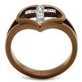 thumbnail image 2 of Two Tone IP Light Brown (IP Light coffee) Stainless Steel Ring with Top Grade Crystal in Clear for Women Clear Stone Color Style TK2802 Size 9, 2 of 3