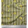 thumbnail image 1 of Soimoi Gray Poly Georgette Fabric Cactus & Stripe Print Fabric by the Yard 42 Inch Wide, 1 of 5