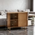 thumbnail image 2 of Howcool 40" Credenza Buffet Sideboard Cabinet with Storage, Modern Fluted Sliding Door Console with Adjustable Shelf for Kitchen, Entryway & Coffee Bar,Yellow Walnut, 2 of 6