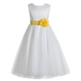 thumbnail image 2 of Ekidsbridal Girl Wedding Flower Girl Dress - V-Back Ivory Tulle with Tiebow, 2 of 3