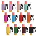 thumbnail image 1 of Homakover - Paquete de 12 llaveros compactos con clip para barra de labios en 12 colores, fundas para bálsamo labial con clip, se adapta a la mayoría de los bálsamos labiales estándar, llavero elástic, 1 of 5