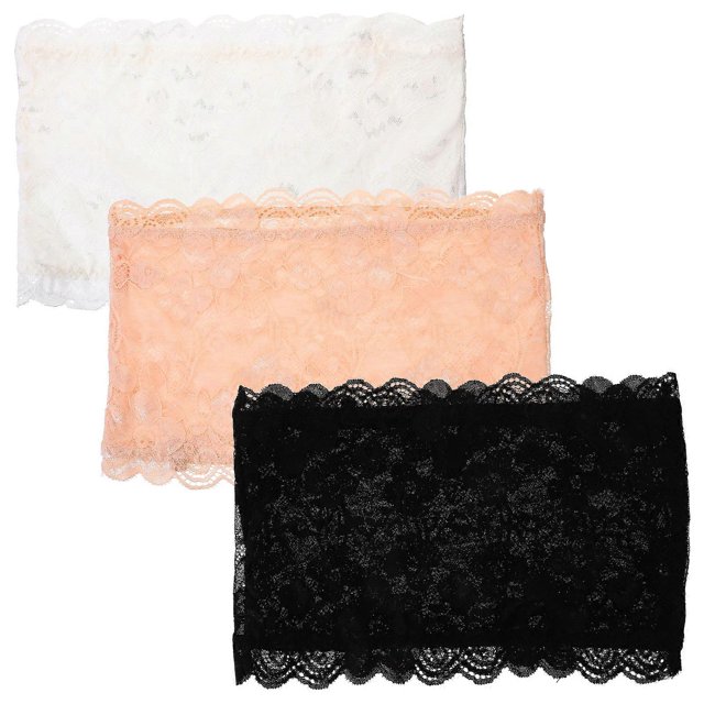 Women's Floral Lace Stretch Strapless Transparent Bandeau Bra - XL