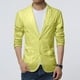 thumbnail image 1 of Blazer ultrafino para hombre, chaquetas de solapa informales, abrigo de protección Uv, Tops ajustados, amarillo, 5XL, 1 of 3