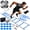 Blue, variant on SHOUFTW Agility Ladder Training Set with Speed Parachute, Hurdles, Cones, Jump Rope, Athletic Speed & Coordination Workouts Equipment, Blue