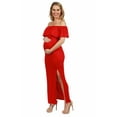 thumbnail image 2 of 24seven Comfort Apparel Ruffle Off The Shoulder Maternity Maxi Dress, 2 of 3