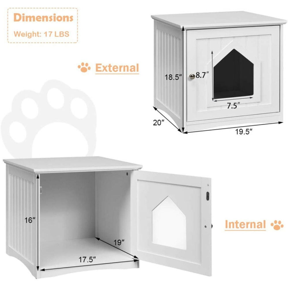 Pefilos 20" Cat House Covered for Indoor, Hidden Crate Litter Box Enclosure, Hooded Cats Furniture Cabinet Kitty Washroom, White Pefilos 20" Cat House Covered for Indoor, Hidden Crate Litter Box Enclosure, Hooded Cats Furniture Cabinet Kitty Washroom, White
