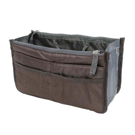 Zipper Women Cosmetic Bag Purse Portable Multi Pocket Organizer Storage Handbag Brown | Walmart ...