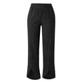 thumbnail image 5 of Women's Solid Color Corduroy Pants, Elastic Waist Straight Leg Trousers, Casual Pull On High Waisted Fall Winter Slacks with Pockets for Daily Wear Black L, 5 of 5