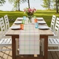 thumbnail image 4 of Table Runners 70 Inches Long Dress Scarves, Colorful Geometric Plaid Farmhouse Coffee/Dining/Kitchen Table Decor, Holiday Table Runner, Simple Vintage Grid Beige 13x70 Inch, 4 of 9