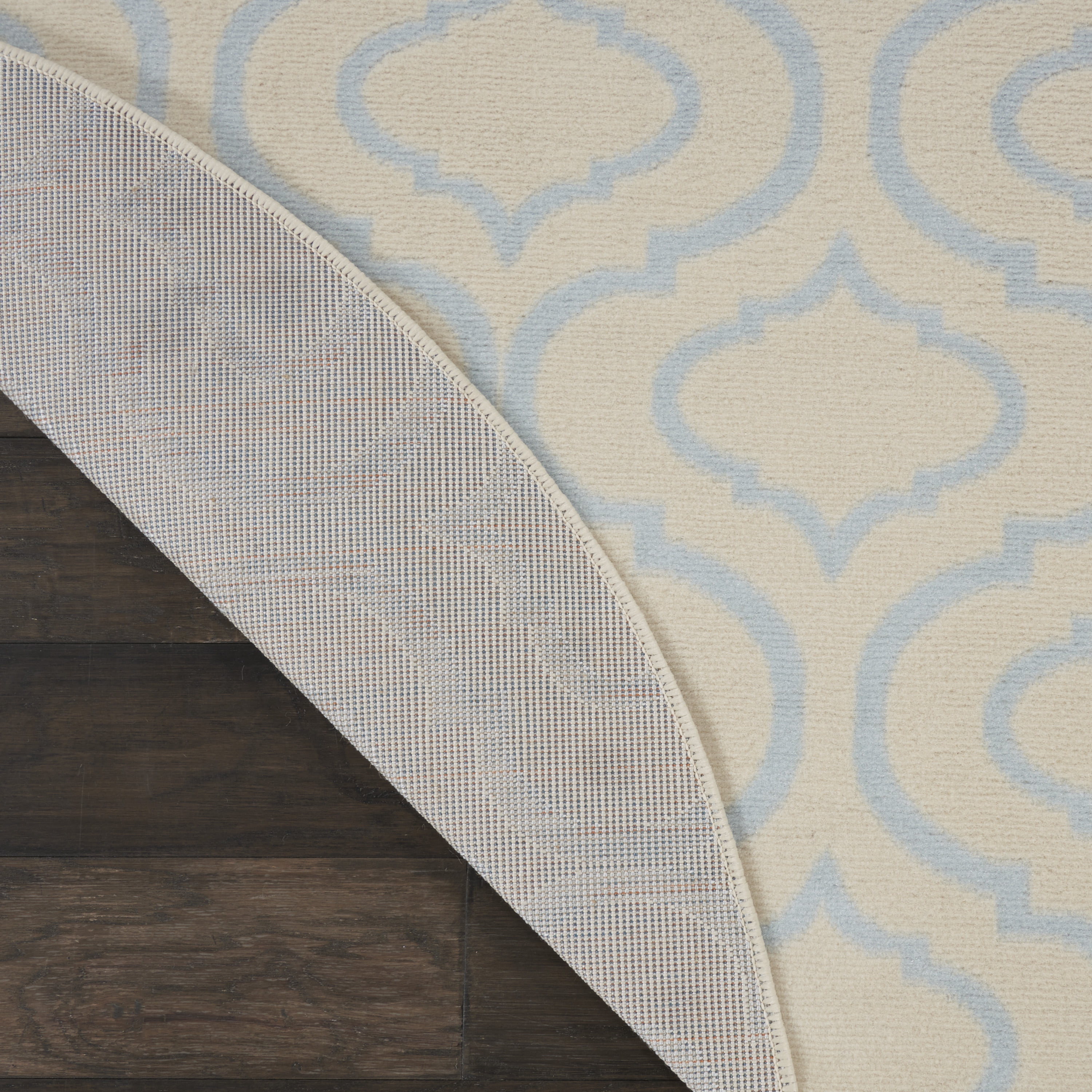 Nourison Bliss Transitional Moroccan Ivory/Blue 5'3" x Round Area Rug, (5' Round)