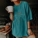 thumbnail image 1 of ICHUANYI Clearance Women's Fashion Vintage Drop Sleeves Skull Skeleton Short Sleeve Tops Blouse(Blue, XXL) ICHUANYI WER2023081113681, 1 of 9