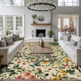 thumbnail image 3 of 5'x8' Area Rugs, Green Botanical Indoor Outdoor Area Rug for Living Room Bedroom, Vintage Plant Flowers Garden Leaf Motifs Washable Bathroom Rugs Kitchen Floor Carpet Mats Home Decor Aesthetic, 3 of 8