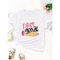 thumbnail image 1 of ”First Grade“ Letter Print Creative T-Shirts, Soft & Elastic Comfy Crew Neck Short Sleeve Tee, Girls' Summer Tops, 1 of 6