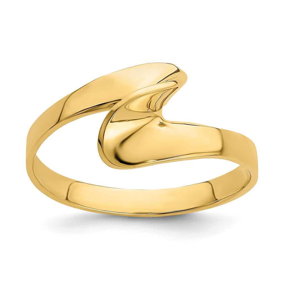 Solid 14k Yellow Gold Freeform Swirl Ring Band Size 5.5