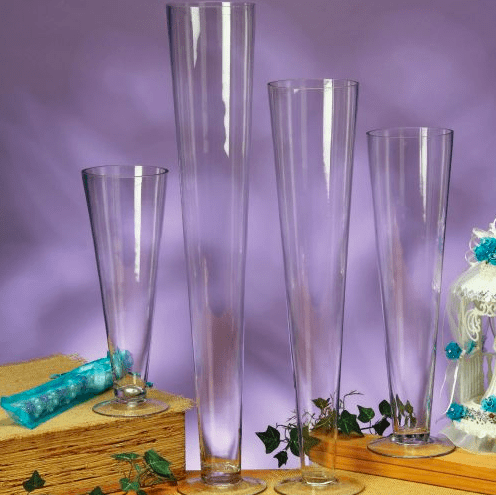 12 pcs 16" tall Clear GLASS Trumpet VASES Wedding Party CENTERPIECES Supplies 