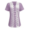 thumbnail image 4 of EchfiProm Womens Tops Eyelet Purple T-Shirts Solid Pullover Fall Short Sleeve for Ladies Lace, 4 of 5