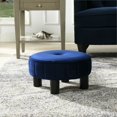 thumbnail image 4 of Jennifer Taylor Home Riley 16" Round Footstool Ottoman Navy Blue Velvet, 4 of 10