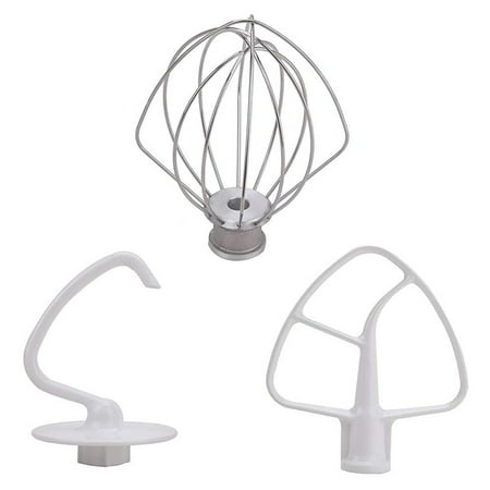 

Chamat K45DH Dough Hook K45B Coated Flat Beater K45WW Wire Whip Fit for Stand Mixer with 4.5Qt 5 Qt Bowl for Kitchen Aid