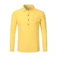 thumbnail image 5 of Hulanddfd Mens Shirt Long Sleeve Polo with Pocket, Yellow Button Up Collared Casual Top, Slim Fit Daily Wear, 5 of 7