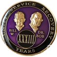 thumbnail image 2 of 33 Ans AA Médaillon Violet Tri-Plaque Fondateurs Bill & Bob Chip XXXI, 2 of 10