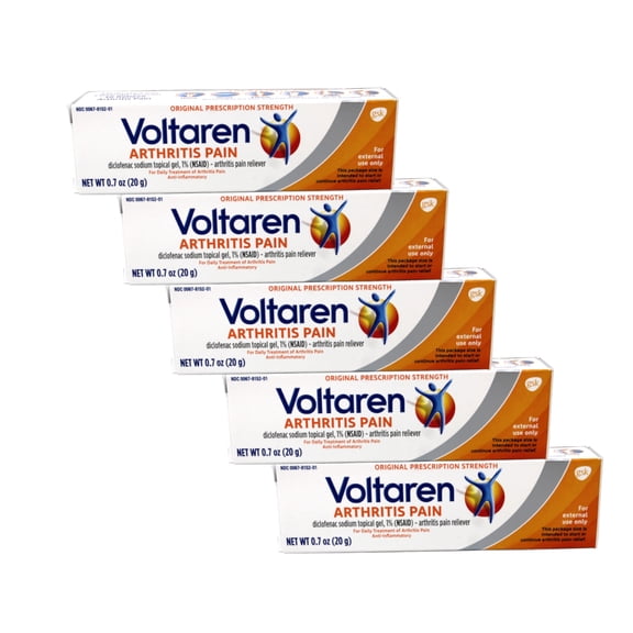 Voltaren Topical Gel 1%, Arthritis Pain Relief, Travel Size 0.7 Ounce - 5 Pack